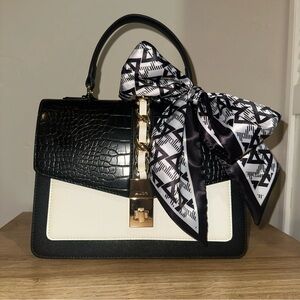 ALDO Structured Top Handle Crossbody Bag – Black & White